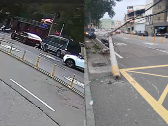 阿公開車接愛孫「校門口暴衝」撞斷電桿  保時捷急逃離驚險畫面曝