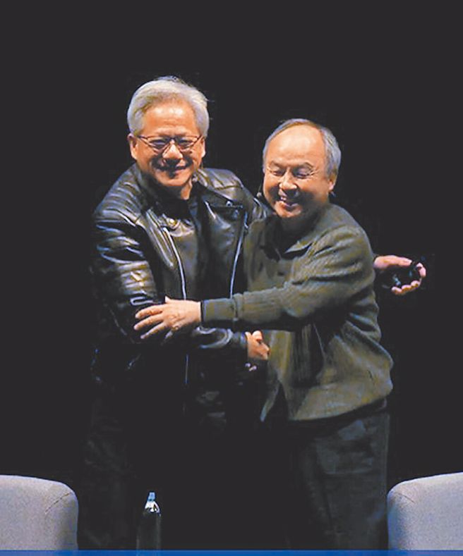 辉达创办人黄仁勋（左）与软银创办人孙正义。（图／撷取自NVIDIA官网）