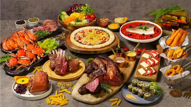 华山町餐酒馆推出西式自助飨宴，陪伴民眾欢度除夕夜，每人1380元加1成，12月31日前全额付款享免服务费优惠。（图／天成饭店集团）