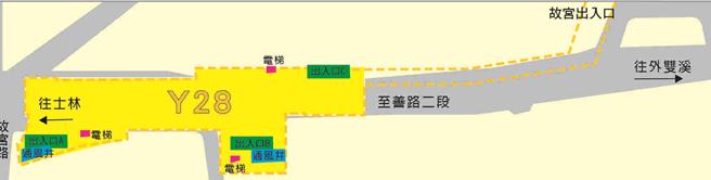 Y28站位置及出入口。（台北市捷運局提供／劉彥宜台北傳真）