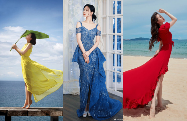 有人附上多张过去刘诗诗光脚拍摄的画报。（图／翻摄自微博）