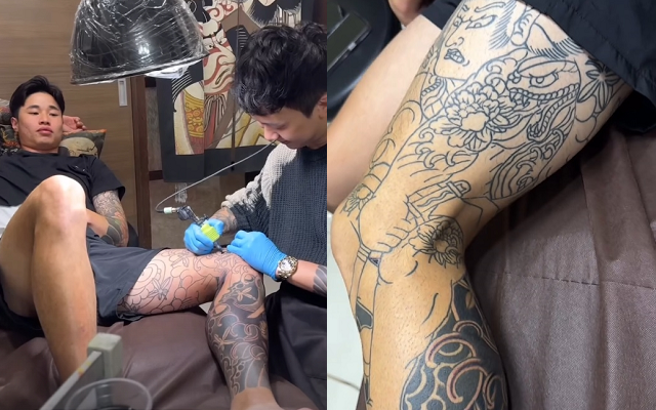 雕育在IG公开替林昱珉刺青的过程，一连刺了6小时。（翻摄雕育IG）