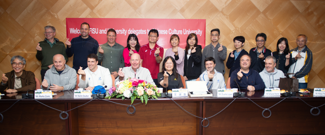 國際大學運動總會率團參觀文化大學，對文化大學推動健康校園成果的高度關注與認同。(照片/文化大學提供)