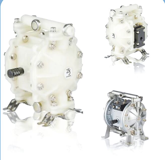 迪晟出品的2分聚丙烯及不鏽鋼氣動隔膜泵浦。圖／業者提供