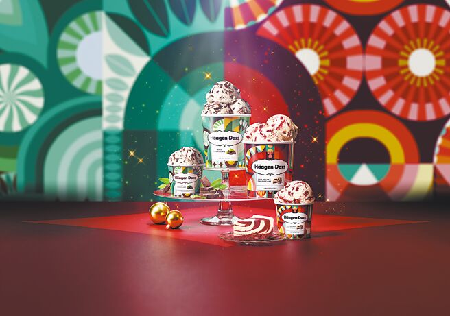 哈根达斯以「薄荷巧克力」与「红丝绒起司蛋糕」限定口味冰淇淋迎耶诞。（哈根达斯提供）