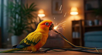 嘴賤的下場！ 陸寵物店鸚鵡竟跑去咬電線 結果「鳥喙」焦黑了
