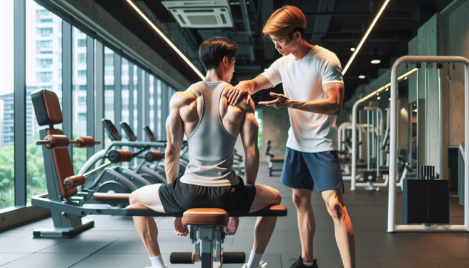 阿德在健身房进行训练时，教练小伟从背后触碰其背阔肌位置，并用轻浮语调称「你好可爱」。（示意图、与本案无关／AI生成）