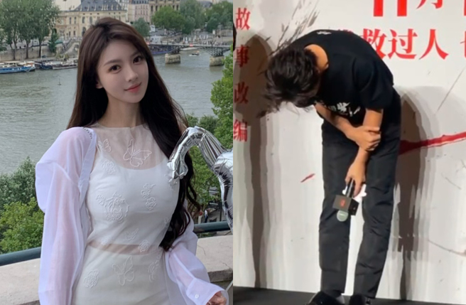 黄晓明先前在电影宣传会上，为女友叶珂造成的风波，公开鞠躬道歉。（图／翻摄自微博）
