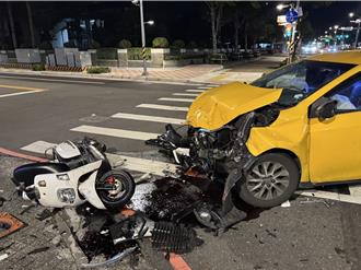 待轉區成待「撞」區 無辜騎士遭波及受傷