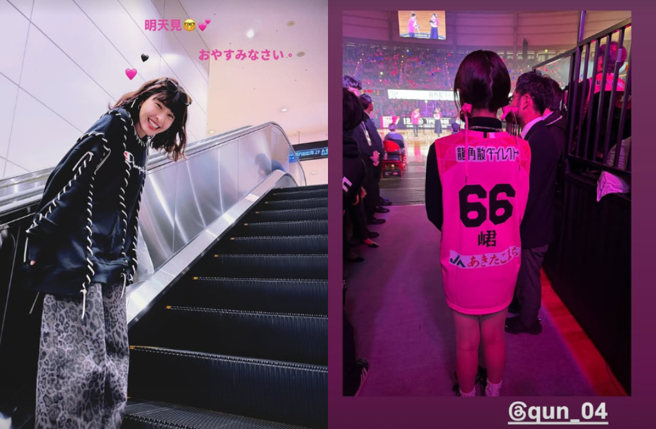 峮峮日本职篮应援惊现下身失踪。（图／IG@qun_04）