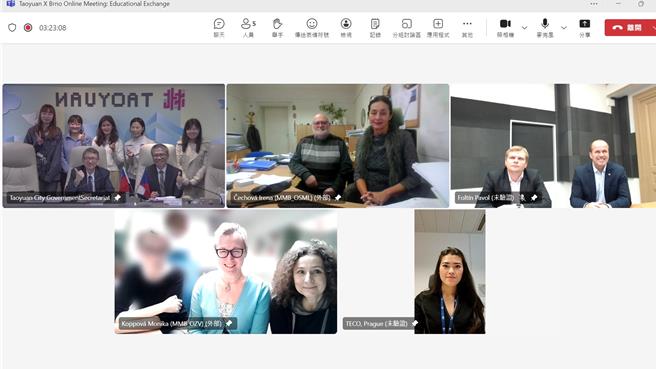 桃园与捷克布尔诺市线上对谈，力促技职合作交流。（秘书处提供）