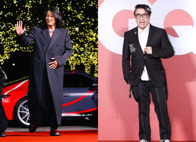 韩哥「姜城镐」（左）开心跟粉丝打招呼，蔡康永（右）也蒞临现场。（陈俊吉摄）