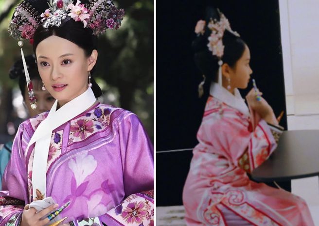孙俪女儿小花(右)生日愿望是拍摄一组「甄嬛」的照片。（图／翻摄自微博）