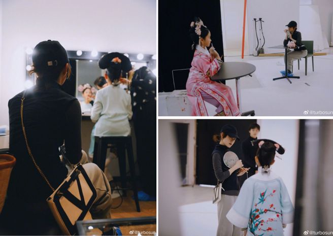 孙俪亲自指导女儿拍摄。（图／翻摄自微博）