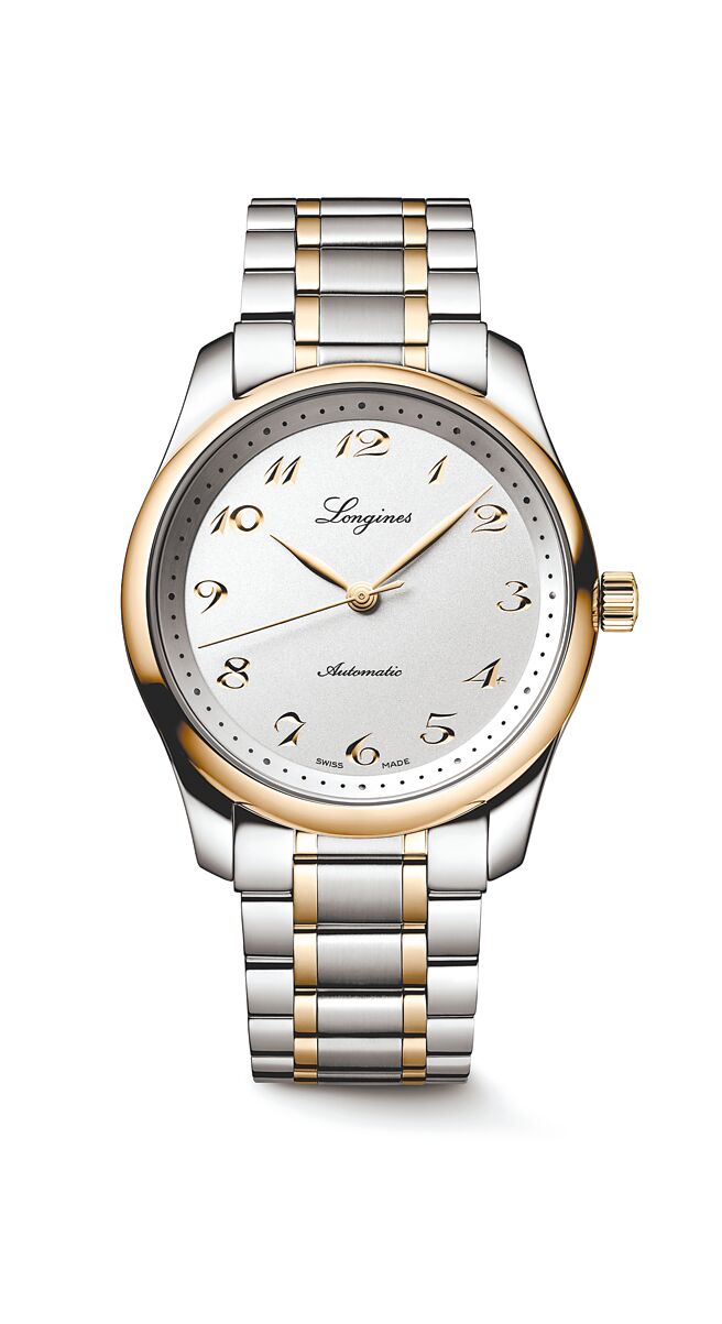 浪琴新款巨擘系列Master Collection不锈钢玫瑰金双金款腕表，40mm，13万2600元。（Longines提供）