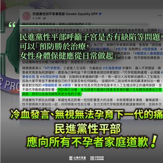 民進黨性平部稱藍白綁架子宮  白黨團回批「冷血迂腐又反智」