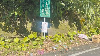 立牌警告無效 石碇草叢垃圾堆