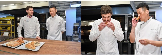 藉由現場品評產品與互動，Thomas也給予Bellopane貝洛邦歐式麵包的研發團隊指導建議。(圖/貝洛邦提供)