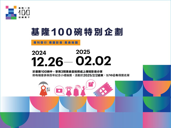 串联活动的第二波「基隆100碗」活动，邀请民眾边享用基隆美食，边纪录分享，即有机会参与抽奖活动！(图/基隆市政府提供)