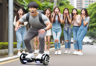 男騎平衡車拍打辣妹屁股 還持假槍恐嚇路人‥結果慘了