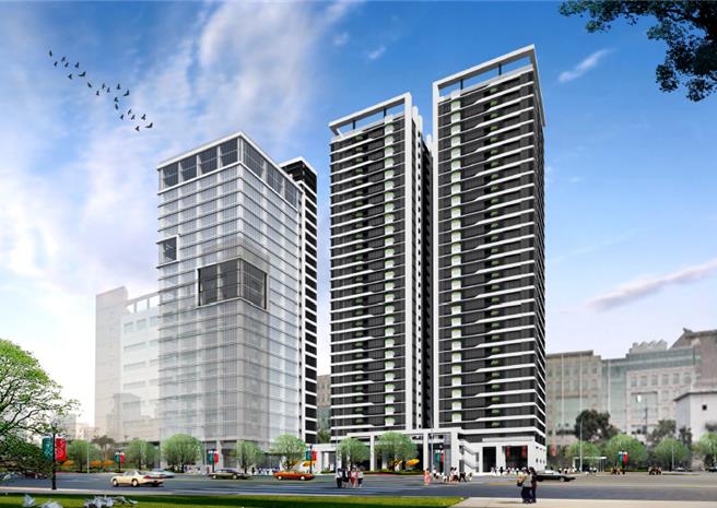 新店荣工单元5未来将兴建1栋地上24层、地下5层之厂办大楼及2栋地上31层、地下5层之住宅大楼。（城乡局提供）