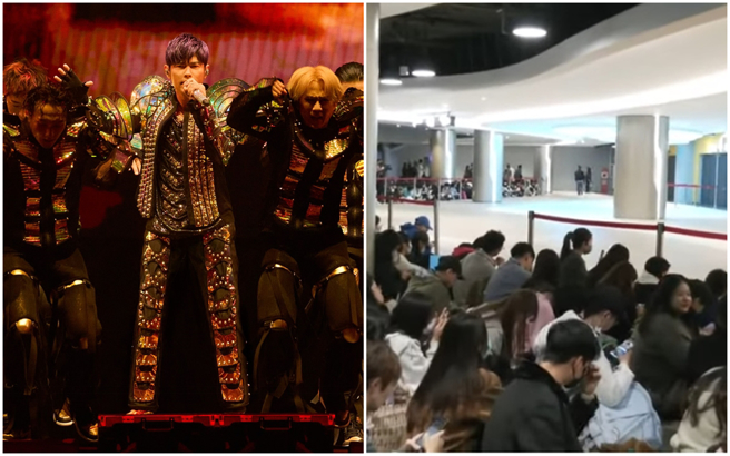 周杰伦睽违7年在台湾开唱，抢不到票的粉丝只好坐在演唱会入口处听漏音版当作安慰。（图／杰威尔音乐提供、摄自YT@中时新闻网）