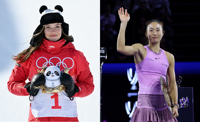 2024年女运动员收入排行榜，谷爱凌(左）与郑钦文（右）分别以2210万美元和2060万美元名列第2与第4。（图／新华社）