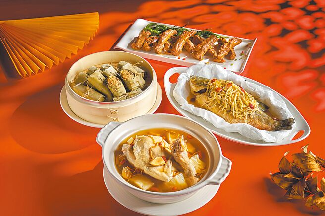 福容台北一馆推出的「吉祥鸿运套餐」，10人份售价5680元起，可吃到「花雕慢火猪肋骨」、「纸包酸菜金汤鱼」等4道佳肴。（福容大饭店提供）