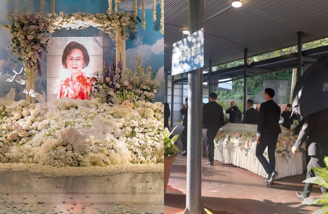 琼瑶在家祭后，灵柩于8点半左右送进火化场。（图／吴松翰摄、林淑娟摄）