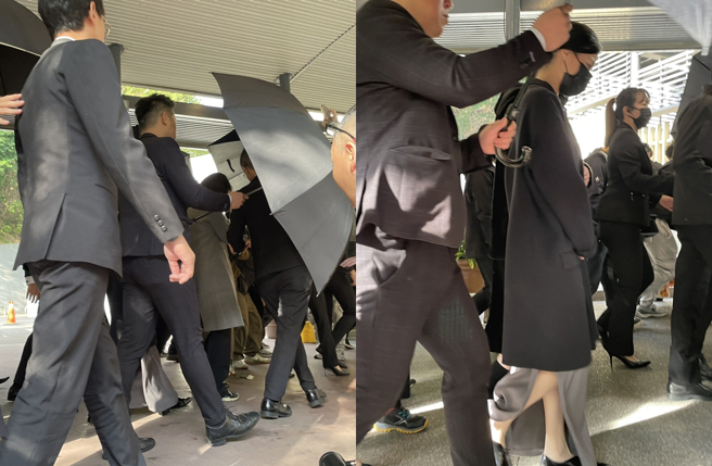 琼瑶家人表情哀戚。（林淑娟摄）