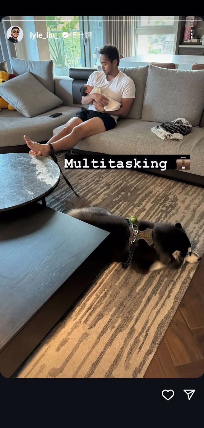 林家正PO出晒娃的照片后，立刻造成轰动。（图／翻摄Threads）