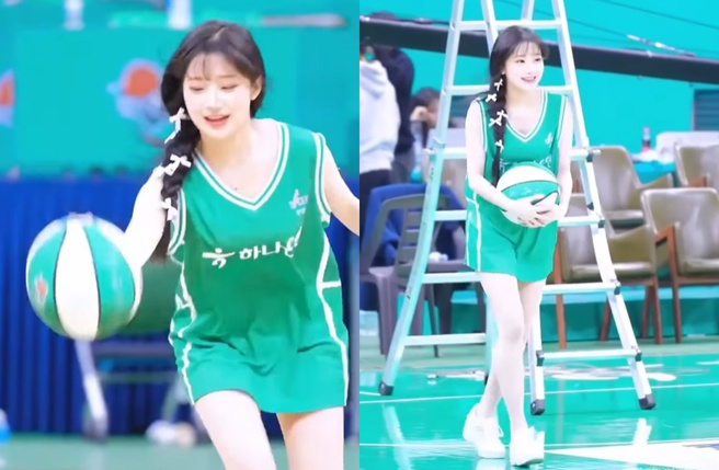 李珠珢打篮球可爱画面曝光。（图／翻摄自my._.leejueun IG）