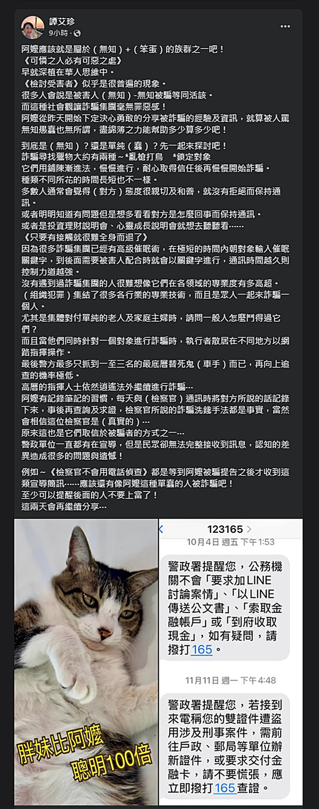 谭艾珍发文。（图／翻摄自谭艾珍脸书）