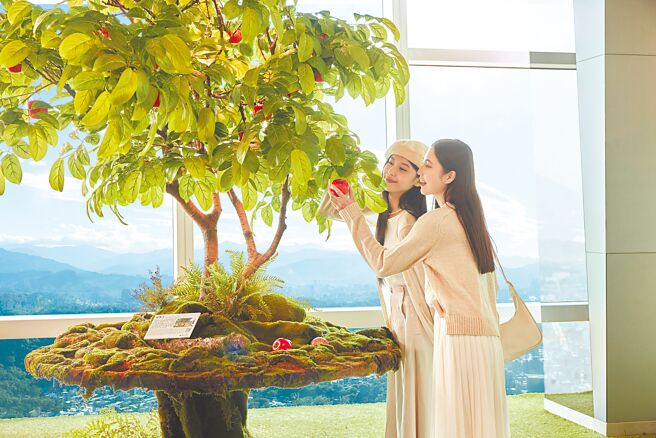 台北101《云端冬季．山林之美》特展，重现苹果园的冬日美景。（台北101提供）