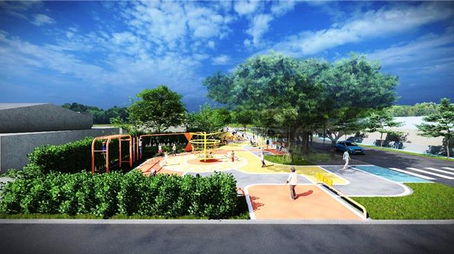 彰化县埤头乡乐米公园以「米」为发想，主题游戏场是利用稻米丰收的情境，打造地景式的稻田堡垒游戏区，预计明年8月完工。（彰县府提供／叶静美彰化传真）