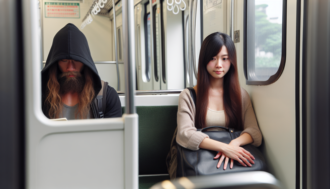 25歲陳姓男子，搭乘機場捷運時，竟對鄰座的甲女先以腿部磨蹭其腿部。（示意圖、與本案無關／AI生成）