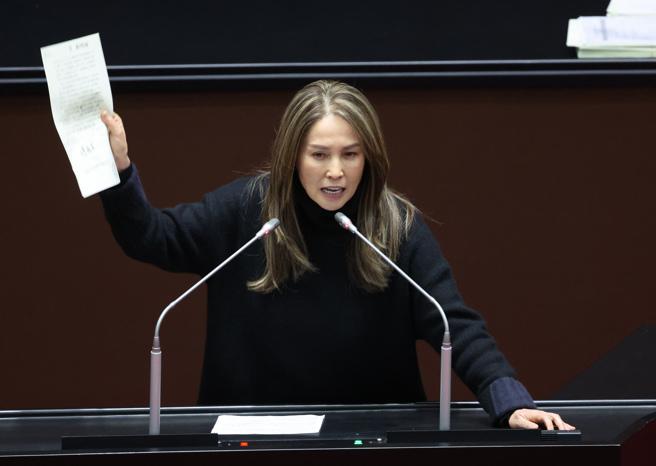 立法院13日院会处理原住民族委员会组织法部分条文修正草案，立委高金素梅上台发言。（资料照/姚志平摄）