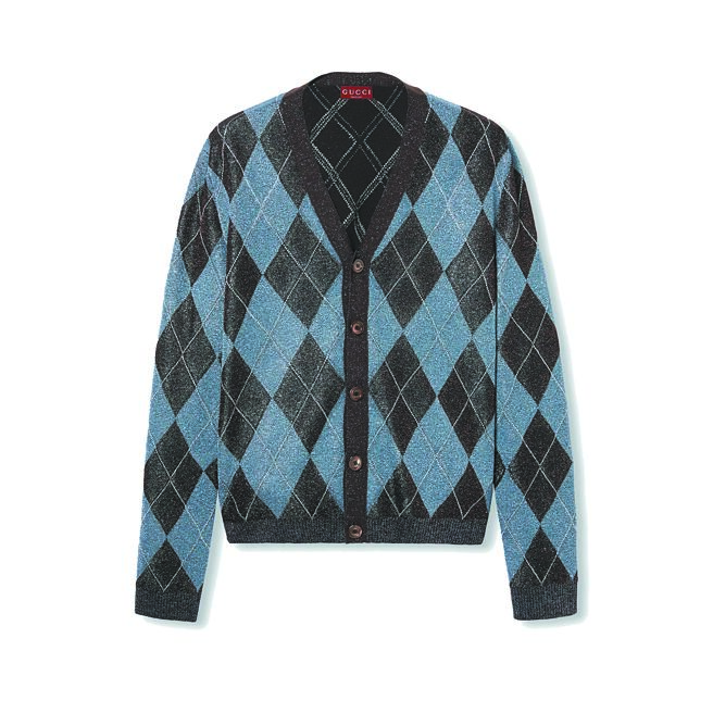 Gucci Gift系列菱格纹针织外套，价格店洽。（GUCCI提供）