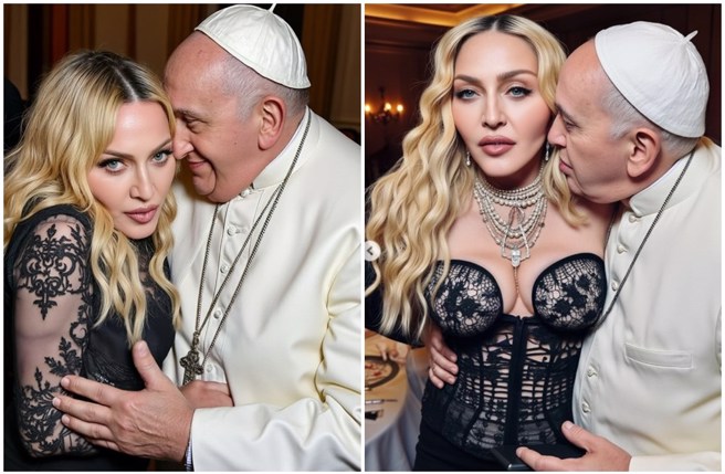 玛丹娜转发和教宗方济各（Franciscus）的AI生成照，引爆网上挞伐。（图／rickdick_  Instagram）