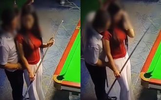 「撞球館邊摸邊打」片瘋傳 陸妹遭拍氣炸：將追究法律責任