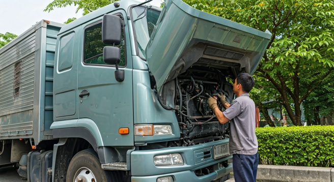 高雄一名男子维修大货车疑似千斤顶故障，遭受到重压当场惨死。（示意图、与本案无关／AI生成）