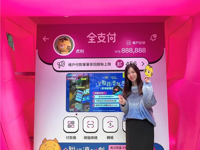 全支付App专属游戏「金猪鱿你接」过关抽总价值百万鱿点。（全联提供）