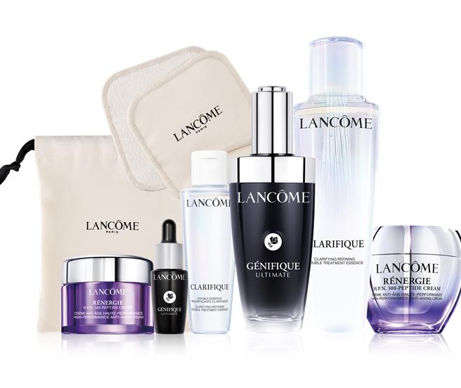新光三越台北信义新天地LANCOME 肌因年轻金三角组，扣12万5000点可兑换，价值1万7485元。（新光三越提供）