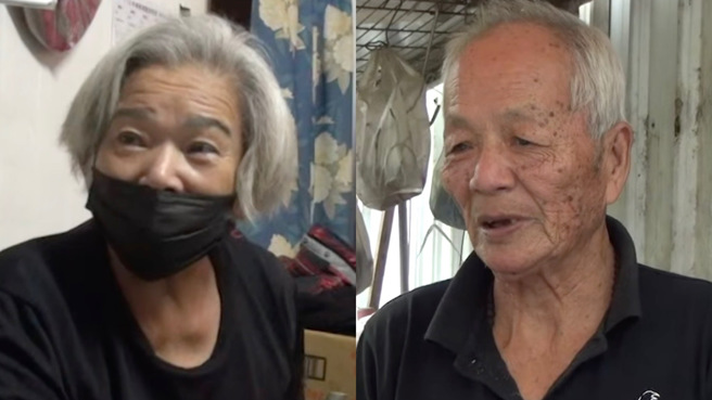 花莲老家协会实地探访赖阿嬷（左）、朱爷爷（右），从画面中可以看到，在康芮颱风快来袭时，花莲老家协会的工作人员，也儘速准备物资送到服务对象家里，并给予关怀。（图／取自顶新和德文教基金会脸书粉专）