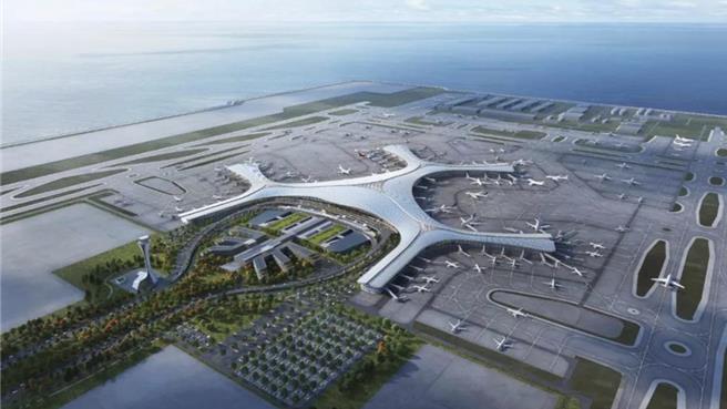 大连金州湾国际机场示意图。（中国新闻周刊）