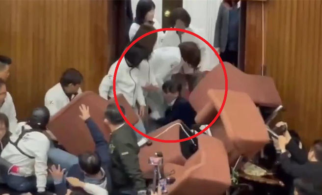 国民党立委陈菁徽20日再曝遭到民进党立委锺佳滨袭击。（立委陈菁徽提供／陈薏云台北传真）