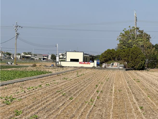 西螺鎮吳厝國小旁一處農地最近掛出紅布條徵揀蔥工人，引起附近民眾緊張。（周麗蘭攝）