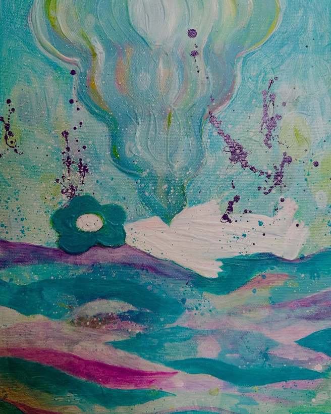 孟耿如12日公開作畫。（孟耿如臉書）