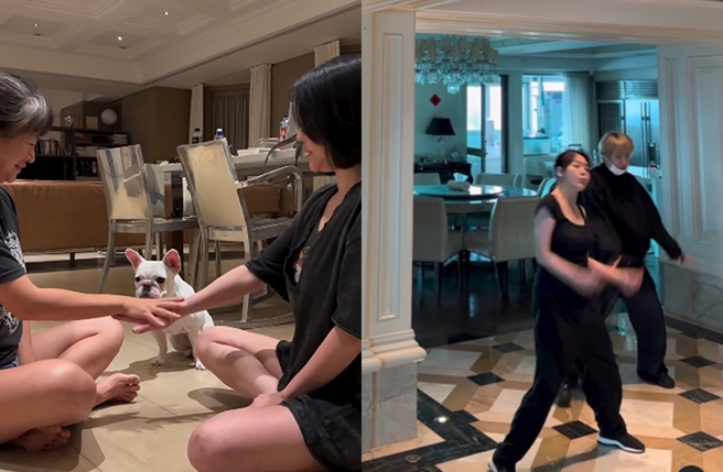 小S家饭厅有水晶灯并有超大客厅。（图／翻摄自elephantdee IG）