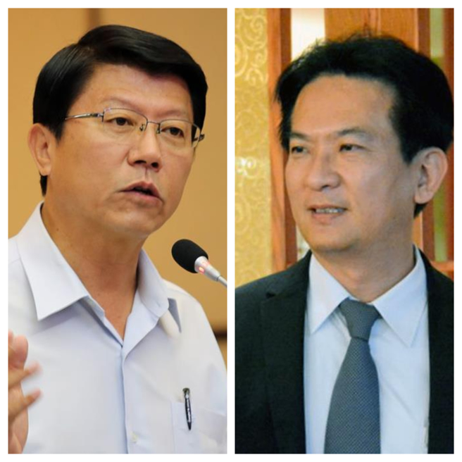 立法院会三读通过修正《财政收支划分法》，引爆有意问鼎下届台南市长宝座的国民党立委谢龙介、民进党立委林俊宪隔空交火。谢龙介批评林俊宪「造谣，公然传递错误消息」；林俊宪也回呛「台南的未来，就在你搞不清楚状况就举手的情况下葬送掉」，火药味十分浓厚。（本报资料照片合成）